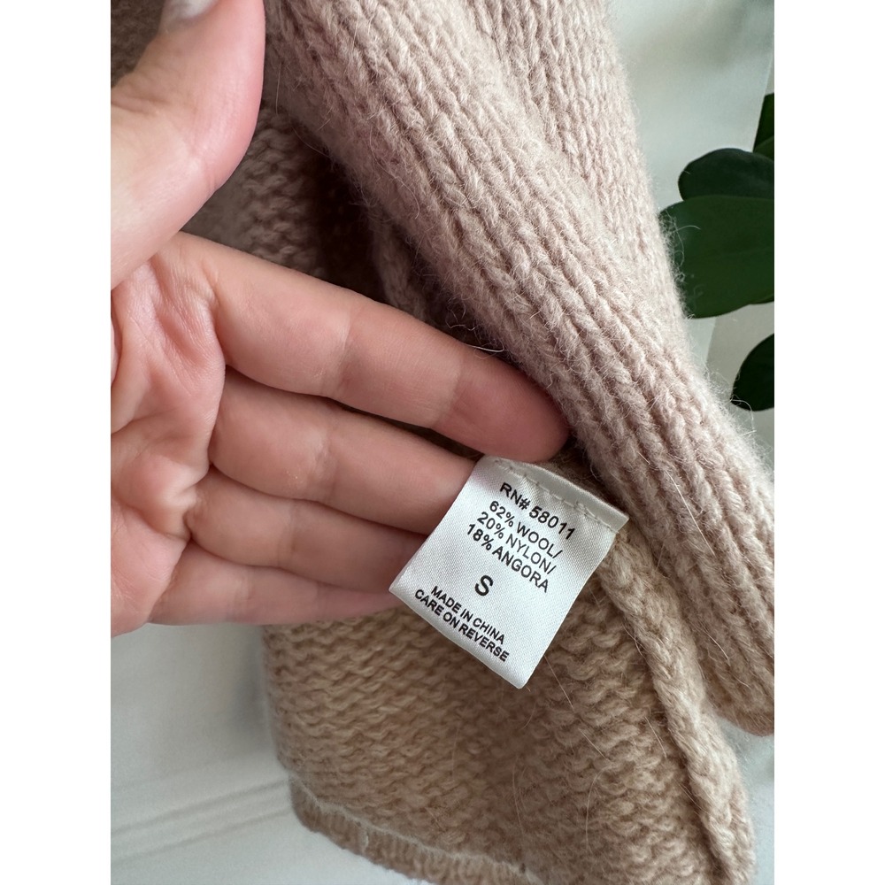 Rebecca Taylor Wool Angora Blend Chunky Knit Bell Sleeve Cropped Cardigan S Pink - Picture 4 of 9